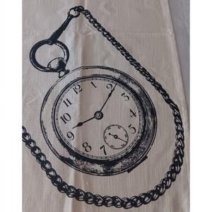 Kitchen Towel Runner Printed Vtg Pocket Watch & Chain Thomas Paul New Dish